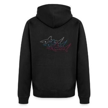 Sharks Neon Duo Ocean Majesty - Unisex Premium Organic Zip Hoodie - black - Back - Nico (187cm)
