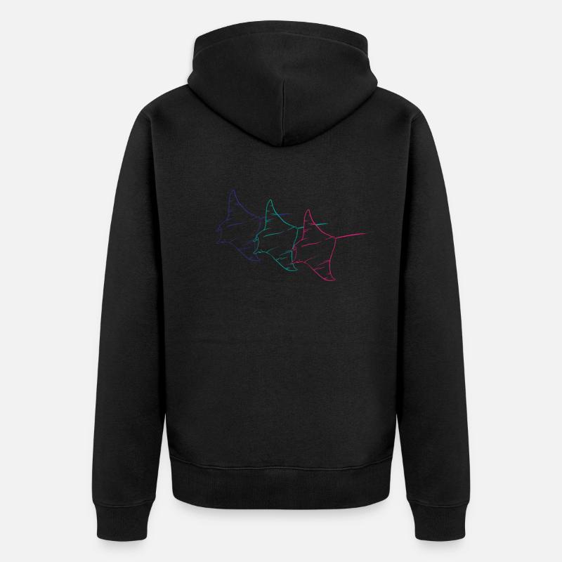 Trio Manta Rays Neon Contour - Veste à capuche bio Premium Unisexe - undefined