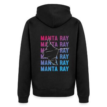 Eleganter Manta Ray Ozeanliebhaber - Unisex Premium Bio Zip Hoodie - Schwarz - Hinten - Nico (187cm)