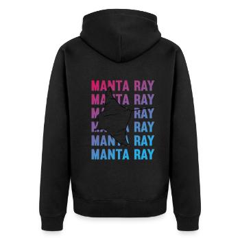 Eleganter Manta Ray Ozeanliebhaber - Unisex Premium Bio Zip Hoodie - Schwarz - Hinten - Nico (187cm)