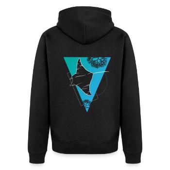 Manta Ray Korallenriff Abenteuer - Unisex Premium Bio Zip Hoodie - Schwarz - Hinten - Nico (187cm)
