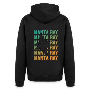 Eleganter Manta Ray Ozeanliebhaber - Unisex Premium Bio Zip Hoodie - Schwarz - Hinten - Nico (187cm)