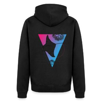 Manta Ray Dämmerungstanz - Unisex Premium Bio Zip Hoodie - Schwarz - Hinten - Nico (187cm)