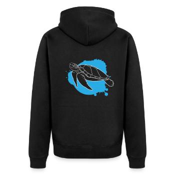 Ocean Wave Turtle Freedom Gift - Unisex Premium Organic Zip Hoodie - black - Back - Nico (187cm)