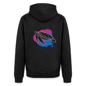 Ocean Wave Turtle Freedom Gift - Unisex Premium Organic Zip Hoodie - black - Back - Nico (187cm)