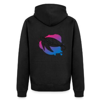 Ocean Wave Turtle Freedom Gift - Unisex Premium Organic Zip Hoodie - black - Back - Nico (187cm)