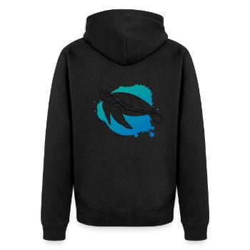 Ozeanwelle Schildkröte Freiheit Geschenk - Unisex Premium Bio Zip Hoodie - Schwarz - Hinten - Nico (187cm)