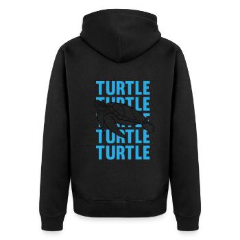 TURTLE Schattenbild Wortkunst Geschenk - Unisex Premium Bio Zip Hoodie - Schwarz - Hinten - Nico (187cm)