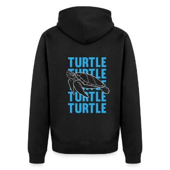 TURTLE Schattenbild Wortkunst Geschenk - Unisex Premium Bio Zip Hoodie - Schwarz - Hinten - Nico (187cm)