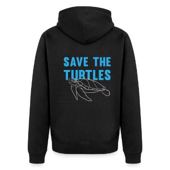 Protects Turtles Eco-Conscious Gift - Unisex Premium Organic Zip Hoodie - black - Back - Nico (187cm)