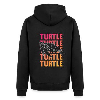 TURTLE Silhouette Word Art Gift - Unisex Premium Organic Zip Hoodie - black - Back - Nico (187cm)
