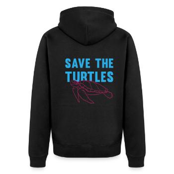 Protects Turtles Eco-Conscious Gift - Unisex Premium Organic Zip Hoodie - black - Back - Nico (187cm)
