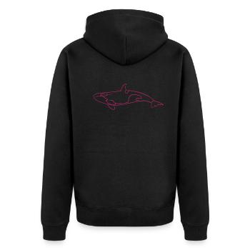 Elegant Orca Silhouettes Sea Dream - Unisex Premium Organic Zip Hoodie - black - Back - Nico (187cm)