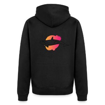 Ozeanischer Orca Silhouette Meeresliebe - Unisex Premium Bio Zip Hoodie - Schwarz - Hinten - Nico (187cm)