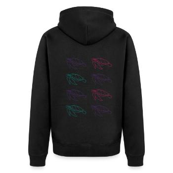 Turtle Family Ocean Love Environmental Protection - Unisex Premium Organic Zip Hoodie - black - Back - Nico (187cm)
