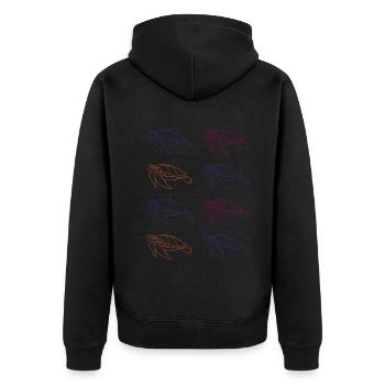 Turtle Family Ocean Love Environmental Protection - Unisex Premium Organic Zip Hoodie - black - Back - Nico (187cm)