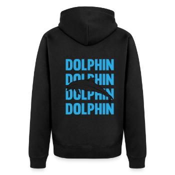 Dolphin Contour Typography Style - Unisex Premium Organic Zip Hoodie - black - Back - Nico (187cm)