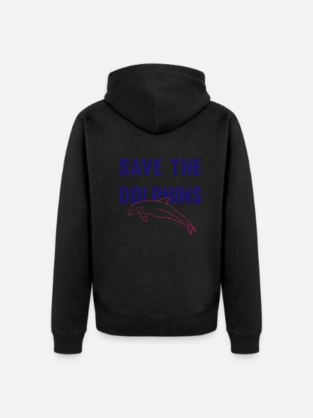 Dolphin Conservation Appeal Design - Unisex Premium Organic Zip Hoodie - black