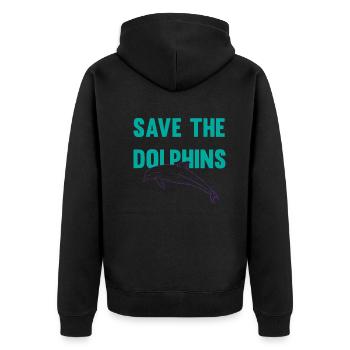 Conception de l’attrait pour la conservation des dauphins - Veste à capuche bio Premium Unisexe - noir - Dos - Nico (187cm)