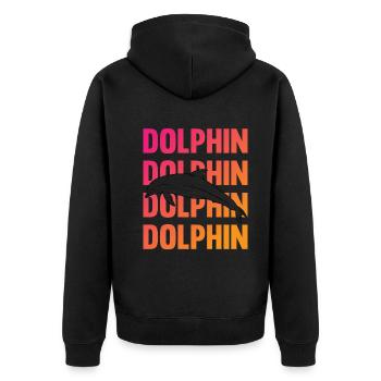 Dolphin Contour Typography Style - Unisex Premium Organic Zip Hoodie - black - Back - Nico (187cm)