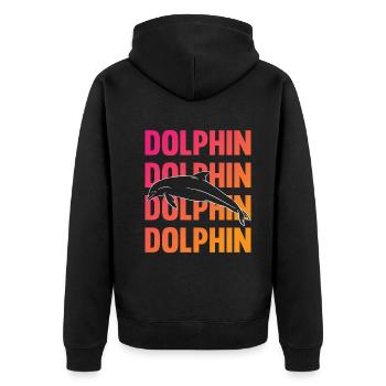 Dolphin Contour Typography Style - Unisex Premium Organic Zip Hoodie - black - Back - Nico (187cm)
