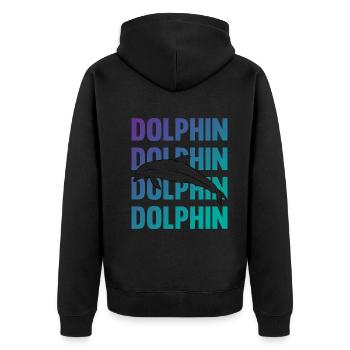 Dolphin Contour Typography Style - Unisex Premium Organic Zip Hoodie - black - Back - Nico (187cm)