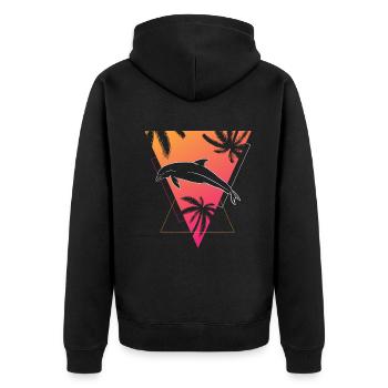Rétro Dauphin Tropiques Dream Graphique - Veste à capuche bio Premium Unisexe - noir - Dos - Nico (187cm)