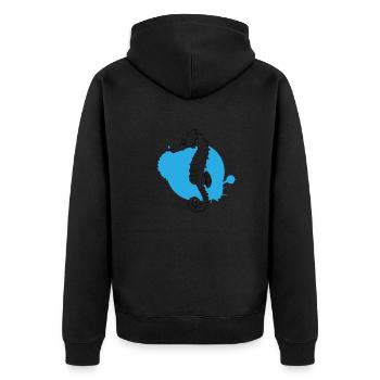 Silhouette Seepferdchen Ozean - Unisex Premium Bio Zip Hoodie - Schwarz - Hinten - Nico (187cm)