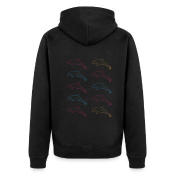 School of Dolphins Freedom of the Sea Gift - Unisex Premium Organic Zip Hoodie - black - Back - Nico (187cm)