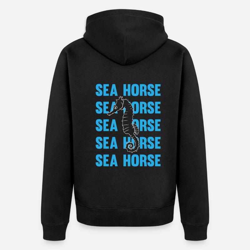 Hippocampe jeu d’écriture océan amour - Veste à capuche bio Premium Unisexe - noir