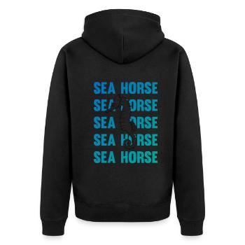 Sea Horse Writing Game Ocean Love - Unisex Premium Organic Zip Hoodie - black - Back - Nico (187cm)