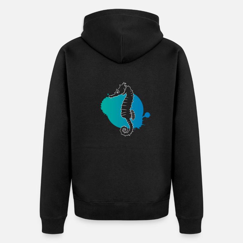 Silhouette Hippocampe Océan - Veste à capuche bio Premium Unisexe - noir