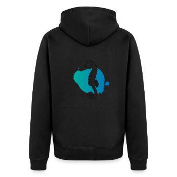 Seahorse Whisper Ocean Mystery - Unisex Premium Organic Zip Hoodie - black - Back - Nico (187cm)