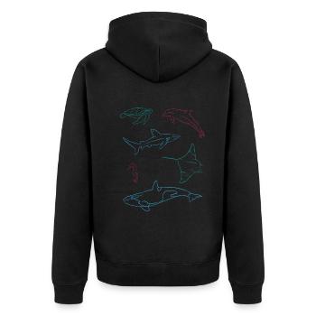 Ozeanische Freunde Farbenpracht Unterwasser - Unisex Premium Bio Zip Hoodie - Schwarz - Hinten - Nico (187cm)