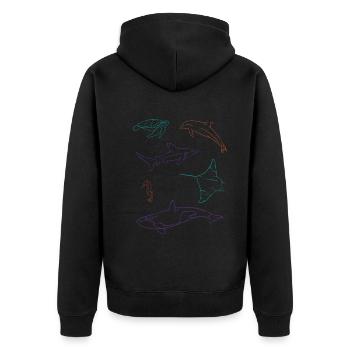 Ozeanische Freunde Farbenpracht Unterwasser - Unisex Premium Bio Zip Hoodie - Schwarz - Hinten - Nico (187cm)