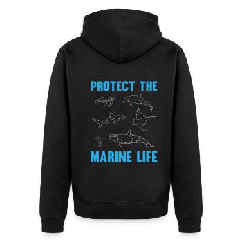 Conscience de la vie marine du Sagittaire - Veste à capuche bio Premium Unisexe - noir - Dos - Nico (187cm)