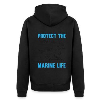 Schütze Meeresleben Ozean Bewusstsein - Unisex Premium Bio Zip Hoodie - Schwarz - Hinten - Nico (187cm)