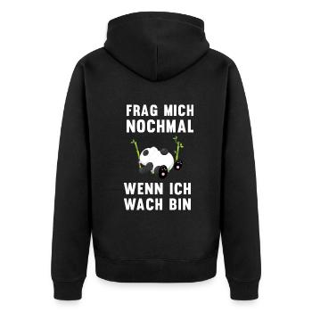 Panda Ruhephase Humorvolles Geschenk - Unisex Premium Bio Zip Hoodie - Schwarz - Hinten - Nico (187cm)