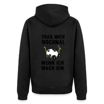 Panda Ruhephase Humorvolles Geschenk - Unisex Premium Bio Zip Hoodie - Schwarz - Hinten - Nico (187cm)