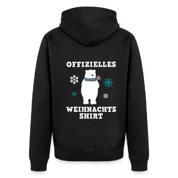 Eisbär Winterfreude Weihnachtszauber Shirt - Unisex Premium Bio Zip Hoodie - Schwarz - Hinten - Nico (187cm)