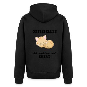 Katze Ruhetag Faulenzen Relax Shirt - Unisex Premium Bio Zip Hoodie - Schwarz - Hinten - Nico (187cm)