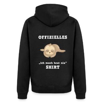 Faultier Auszeit Nichtstun Relax Geschenk - Unisex Premium Bio Zip Hoodie - Schwarz - Hinten - Nico (187cm)