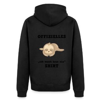 Faultier Auszeit Nichtstun Relax Geschenk - Unisex Premium Bio Zip Hoodie - Schwarz - Hinten - Nico (187cm)