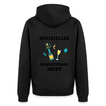 Sekt Celebration Geburtstag Cheers Shirt - Unisex Premium Bio Zip Hoodie - Schwarz - Hinten - Nico (187cm)