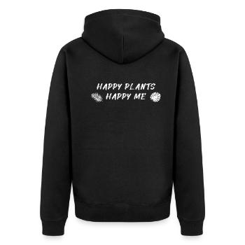 Happy Plants Glückliche Pflanzenfreude - Unisex Premium Bio Zip Hoodie - Schwarz - Hinten - Nico (187cm)