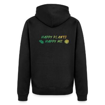 Happy Plants Glückliche Pflanzenfreude - Unisex Premium Bio Zip Hoodie - Schwarz - Hinten - Nico (187cm)