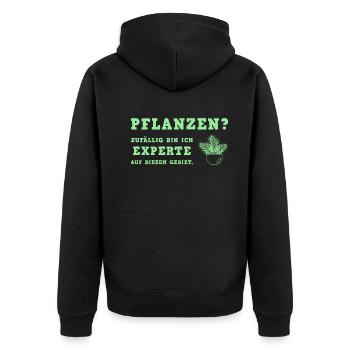 Pflanzenexperte mit Leidenschaft Motiv - Unisex Premium Bio Zip Hoodie - Schwarz - Hinten - Nico (187cm)