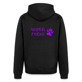Animal Lover Font Paw Print Style - Unisex Premium Organic Zip Hoodie - black - Back - Nico (187cm)