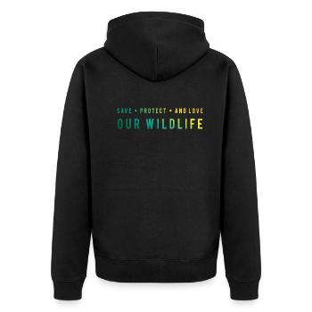 Preserve Nature - Protects Wildlife - Unisex Premium Organic Zip Hoodie - black - Back - Nico (187cm)