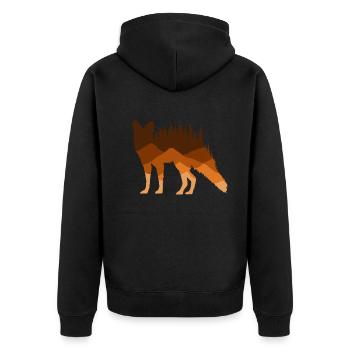 Fuchs Silhouette Wildnis Schönheit - Unisex Premium Bio Zip Hoodie - Schwarz - Hinten - Nico (187cm)